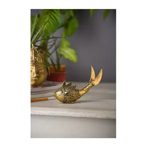 Dhokra art Hand made Gold Fish Brass Gold 24k Pure Decor fish