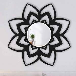 Espejo de pared de metal redondo de diseñador con diseño antiguo adecuado para temas de decoración del hogar rústicos modernos y tradicionales - Product Image 4