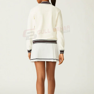 Chaqueta universitaria de dos tonos para mujer con aspecto escolar clásico y acabado acanalado, chaqueta Bomber Varsity para mujer - Product Image 3