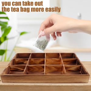 <b>Wooden</b> Tea <b>Box</b> Tea Bag Holder Kitchen 12-compartment Sugar Packets <b>Storage</b> <b>Box</b> Tea Bag Holder Kitchen 12-compartment - Product Image 4
