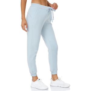 Women's Light Grey High Waist Joggers Pants Custom Logo Casual Sweatpants with Flat Front Style - Product Image 3