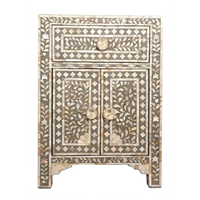 Tabouret de table de chevet en incrustation de nacre fabriqué à la main pour décor de chambre Tabouret de console en incrustation d'os de luxe avec un design complexe