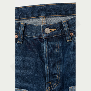 2025 New Men's Straight Leg <b>Jeans</b> European American Street Fashion Washed <b>Elastic</b> Patch Trousers 100% Cotton OEM Service Bulk - Product Image 4