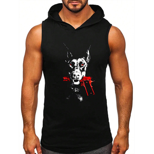 Camiseta sin mangas con capucha verano logotipo personalizado transpirable secado rápido 100% algodón entrenamiento gimnasio ropa para hombres - Product Image 5