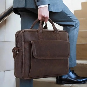 กระเป๋าแมสเซ็นเจอร์หนังพรีเมี่ยม, กระเป๋าทำงานหนังวินเทจทำมือสไตล์ลำลองและใส่เอกสาร - Product Image 4