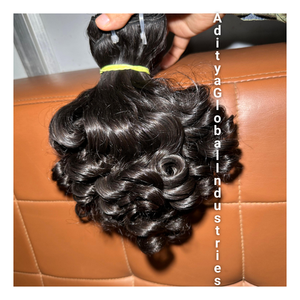 100% extensión de paquete de cabello humano Remy indio crudo natural rizado hinchable de fabricante de proveedor indio: modelo no permanente - Product Image 2