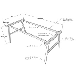 ACConcept Industrial-Style 90x180 <b>Folding</b> <b>Table</b> <b>Leg</b> HCAC011 for Conference Room and Meeting <b>Table</b> - Product Image 4