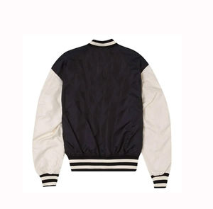 Servicio OEM Disponible, Chaqueta Universitaria de Satén Personalizada, Chaqueta Bomber Informal con Letras Bordadas para Hombre, Azul Satén - Product Image 6