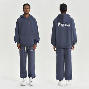 Conjunto Deportivo de Invierno para Hombre, Talla Grande, Hombros Caídos, Informal, de Dos Piezas, con Logotipo, Ligero, Corte Regular, 100% Algodón - Product Image 1