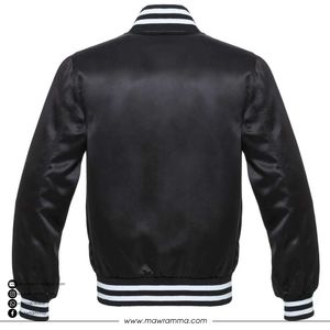 Wholesale Custom Men's Polyester/Cotton Varsity Jacket Sporty Winter Lightweight Luxury Streetwear Patchwork Front OEM High - Product Image 4