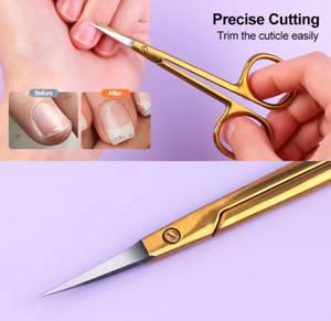 ANAAIF Ciseaux à cuticules pour ongles en acier inoxydable durable Outil de beauté personnalisé Nouveau style de ciseaux droits à pointe incurvée tranchante - Product Image 3