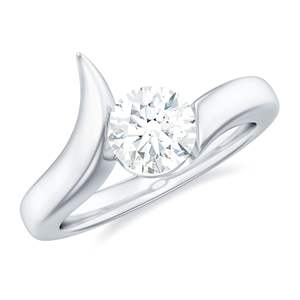 Round Cut <b>Solitaire</b> \ Bypass Engagement <b>Ring</b> \\ 925 Sterling <b>Silver</b> - Product Image 1