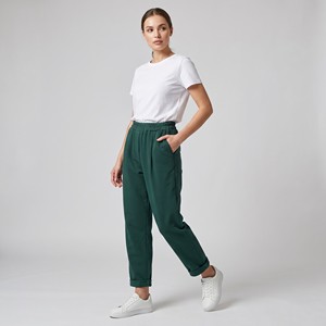 Pantalon confortable à taille haute, plissé, coupe carotte, avec ceinture élastique et poches - Taille unique, convient aux tailles 36 à 44 - Product Image 2