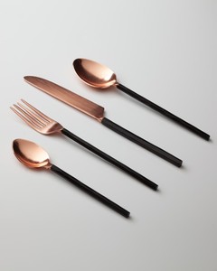 Customized Logo Metal Handmade <b>Flatware</b> <b>Set</b> Of Four Pieces With Rose Gold Finishing For Restaurant Hotel Wedding - Product Image 5