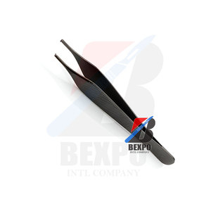Instruments manuels dentaires dentelés droits de 120mm de forceps de tissu d'Adson de titane noir - Product Image 6