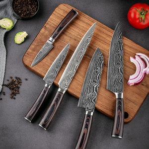 Offre Spéciale personnalisable de haute qualité OEM ODM vente en gros ensemble de 5 couteaux de cuisine professionnels en acier inoxydable Damas - Product Image 1