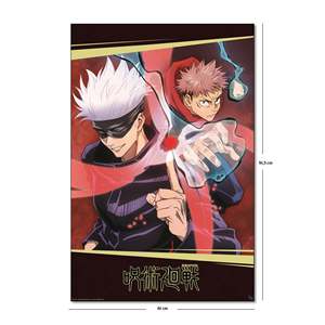Affiche d'anime Jujutsu Kaisen mettant en scène les personnages Itadori et Gojo - Product Image 1