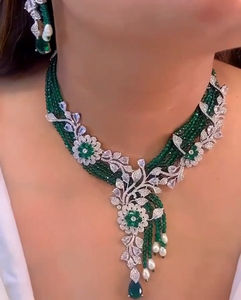 Ensemble de colliers de créateur de diamants américains CZ de qualité supérieure bijoux de mariée et de fête pour les mariages, les festivals et les occasions spéciales - Product Image 5