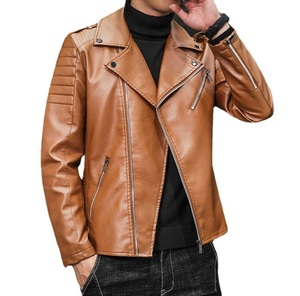 Chaqueta de Cuero Gruesa de Invierno para Hombre, Estilo Urbano, Chaqueta de Motociclista de Lona Suave - Product Image 4