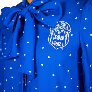 Blue and <b>White</b> Zeta Color Block <b>Sweatshirt</b> Soft Cotton Pullover for Sorority Style Casual Greek Life Events and Everyday Wear - Product Image 6