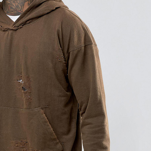 Sudaderas con capucha personalizadas para hombre, rasgadas, lisas, lavadas - Product Image 3