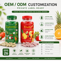 Capsules de fruits et légumes OEM, à base de plantes, sans gluten, nutrition quotidienne, antioxydant, complément bien-être, soutien à la santé digestive
