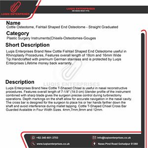 Cincel en Forma de T, Barra Transversal Graduada, Instrumento Quirúrgico ENT, Acero Inoxidable de Grado Médico, Herramienta para Cortar Huesos - Product Image 5