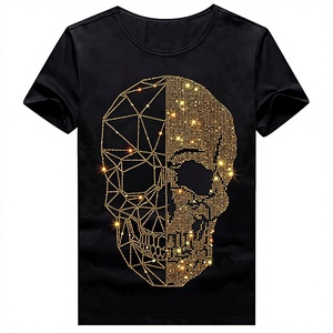 เสื้อยืดกราฟิกวินเทจลายปักคริสตัลสั่งทำพิเศษสำหรับผู้ชาย ผ้าฝ้ายถัก 100% ทรงหลวม พิมพ์ลายทรงหลวม - Product Image 1