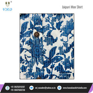 Jaipuri เสื้อเชิ้ตของผู้ชายผ้าคอตตอนพิมพ์ลายช้างทำด้วยมือดีไซน์สวย - Product Image 6