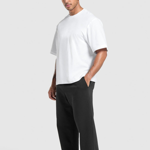 เสื้อยืดสตรีทแวร์สำหรับผู้ชายเสื้อยืดโอเวอร์ไซส์ทำจากผ้าฝ้าย100% พิมพ์ลายว่างเปล่ามีหลายสีพิมพ์โลโก้ตามสั่ง - Product Image 3