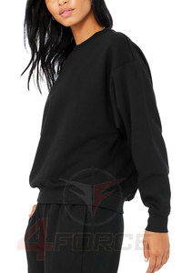 Conjunto de jogging de lana tecnológica de algodón de gran tamaño para mujer, sudadera informal al por mayor, Sudadera con cuello redondo, diseño gráfico, bordado de invierno - Product Image 4