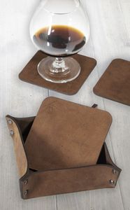 Durable leather coasters with attractive grain pattern and premium finished made for luxury drinkware <b>table</b> setting - Product Image 6