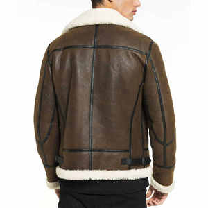 Wholesale Best Supplier Custom OEM Design <b>Men</b> <b>Shearling</b> Leather <b>Jacket</b> High Quality Casual Wear Bulk Quantity - Product Image 4