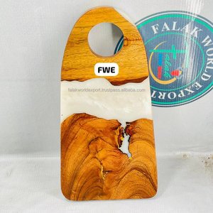 Falak World Export Tabla de desayuno de madera de acacia y resina epoxi al por mayor tabla de cortar de resina - Product Image 1
