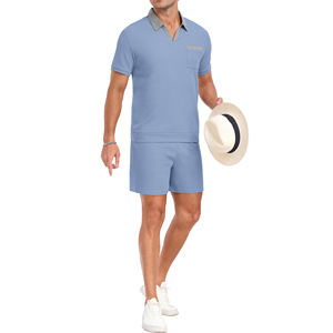 Conjunto de correr de dos piezas para hombre de alta calidad, ropa de calle personalizada, ropa de playa de gran tamaño, conjunto de camisas y pantalones cortos para hombre - Product Image 2
