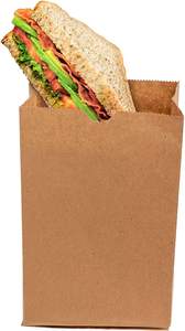 Sac en papier Kraft brun naturel SOS, sac à provisions en papier Kraft à fond plat - Product Image 5