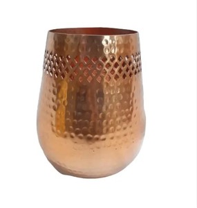 Vase à fleur moderne en métal aluminium doré motif rond avec n'importe quelle couleur Pantone décoration de la maison et cadeau de mariage produit fini - Product Image 2