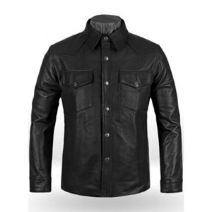 Camisa de cuero de moda para hombre hecha a medida Camisa de moda de cuero para hombre Camisa de cuero de ajuste casual Producto de Venta caliente de alta calidad - Product Image 1