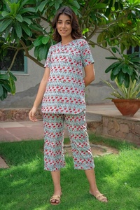 Print Summer Unique 2 Piece Cotton Fabric <b>Three</b> Quarter Sleeve Dress Wholesale Price - Product Image 4