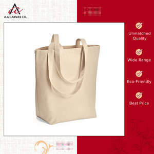 Bolsas de compras de lona de algodón de Color crema reciclables y reutilizables al por mayor de alta calidad para uso en comestibles y supermercados - Product Image 2