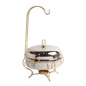Wholesale Golden Stainless Steel Chafing Dish Round Hammered Finish Hanging <b>Buffet</b> <b>Food</b> <b>Warmer</b> Elegant Hotel Restaurant Catering - Product Image 2