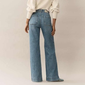 Jeans à jambes larges pour femmes Taille moyenne Denim Loose Small Drape Straight Mopping Pants Women Jeans - Product Image 2