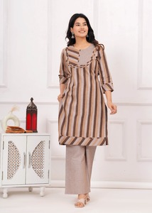 Costume de créateur en pur coton pour femmes Occasions décontractées-Ensemble de pantalons Kurta Ethnic Salwar Kameez Kurti Dress - Product Image 2