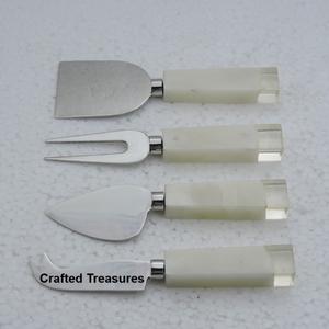 Ensemble de couteaux en acier à manche en résine et marbre de luxe trancheuse à beurre maison cuisine mariage fêtes d'anniversaire ensembles de couteaux à fromage - Product Image 1