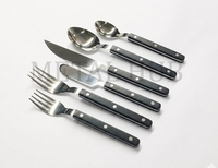 Ensemble de couverts Bistrot noir avec finition argentée brillante, ustensiles de table en acier inoxydable de qualité supérieure, lot de 6 pour cuisine moderne