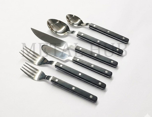 Ensemble de couverts Bistrot noir avec finition argentée brillante, ustensiles de table en acier inoxydable de qualité supérieure, lot de 6 pour cuisine moderne - Product Image 5