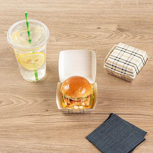 Mini boîtes à hamburger de 2.8x2.8x2 pouces, récipients alimentaires-couvercle à charnière, jetables, boîtes à emporter en papier à carreaux, curseurs de service - Product Image 6