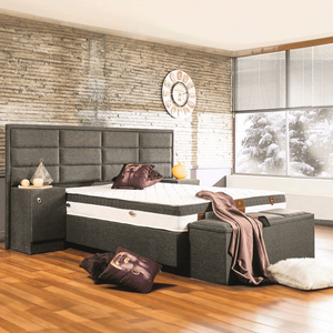 Luxury Monaco Bedroom Set with Velvet Wood Metal <b>Bed</b> Base Easy Assembly Headboard Side <b>Rails</b> for Home or Apartment - Product Image 2