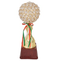 Trophée Étoile d'Or en Laiton et Bois avec Base Noire - Gravure et Impression Numérique Écologiques pour Récompenses Sportives et Jeux