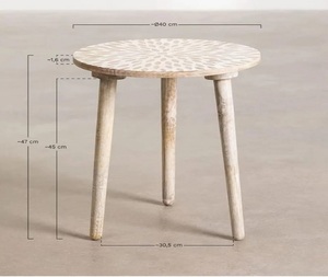 Taburete redondo de madera antiguo y único de alta calidad hecho de madera de teca reciclada hecha originalmente en Indonesia - Product Image 4